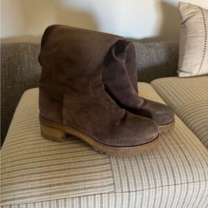 Prada Suede brown lug boot